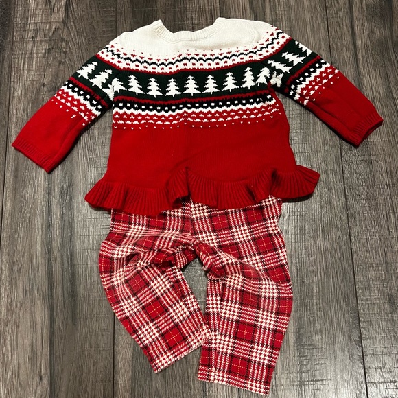Carter’s Holiday Peplum Sweater Top & Fleece Pant Set - Picture 2 of 9
